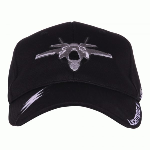 BASEBALL CAP F 35 LIGHTNING II1 Baseball cap van 100% polyester. <div class="colordesc">Zwart</div>