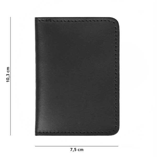 Leren legitimatie etui met V Beveiliging voor nieuwe pas2 Leren legitimatie-etui met V Voor de Nieuwe pasjes Afmetingen: Open: 15 x 10 cm Dicht: 10 x 7,2 cm  