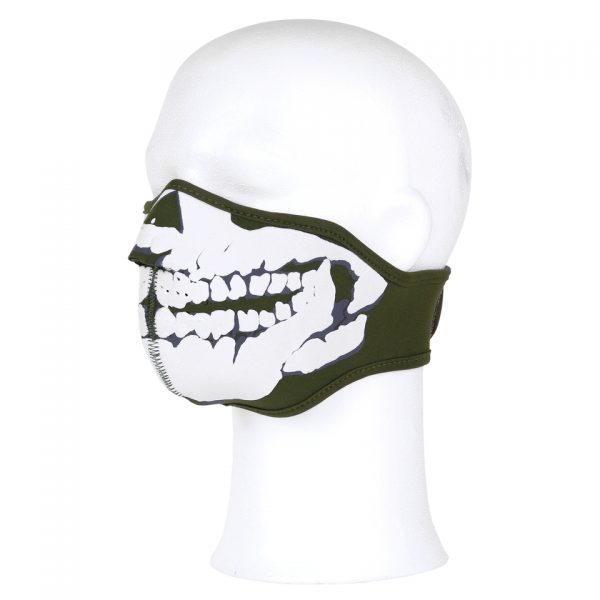 skull1 Gezichtsmasker gemaakt van 100% neopreen. Het masker bedekt kin, mond en neus. <div class="colordesc">Groen</div>