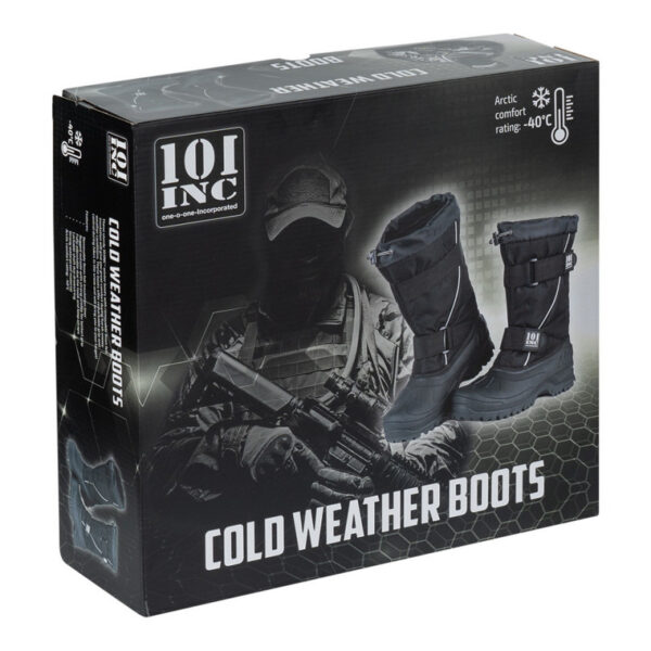 Cold weather boots77 Ontdek de robuuste 101INC® winterlaarzen, ontworpen voor extreme kou. Uitgerust met een uitneembare 9mm Felt isolatievoering, bieden deze laarzen uitzonderlijk comfort en grip in winterse omstandigheden. Volledig verstelbaar met klittenband en voorzien van een waterdicht materiaal voor optimale bescherming.