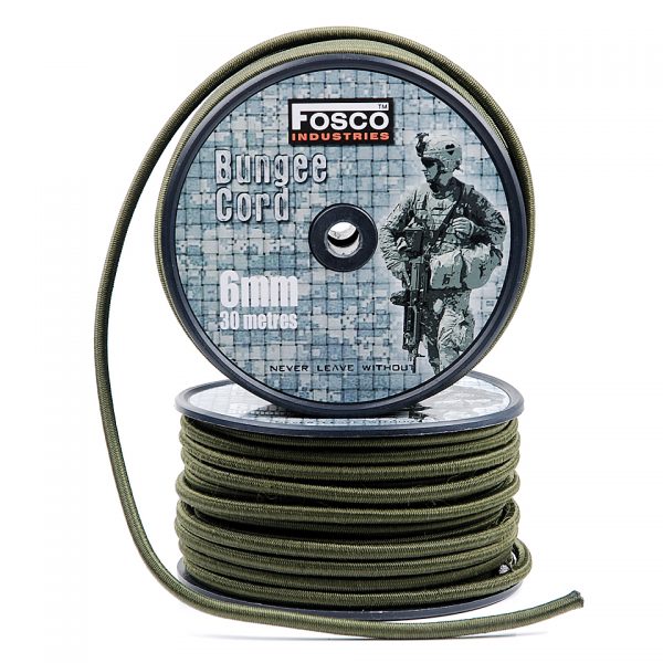 BUNGEE CORD 6 MM 30 MTR. Bungee cord op rol van 100% elastiek. <strong>Afmetingen:</strong> <ul> <li>Diameter: 6 mm</li> <li>Lengte: 30 mtr</li> </ul> <div class="colordesc">groen</div>