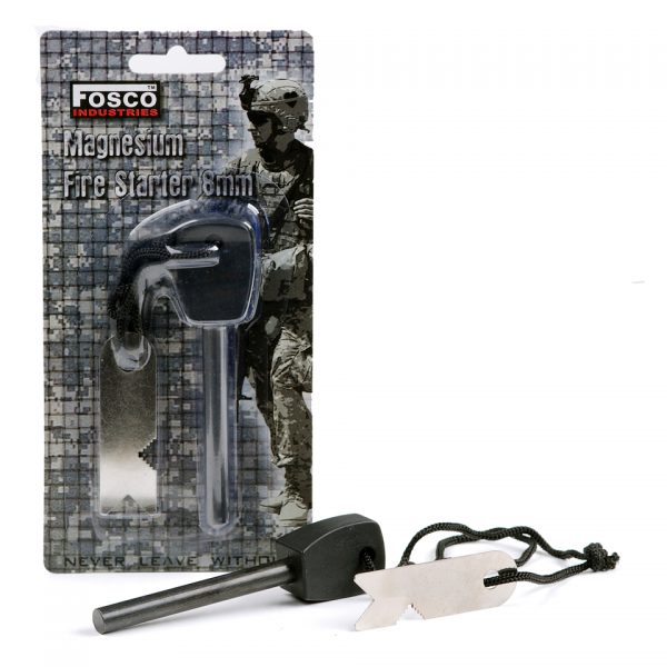 MAGNESIUM VUURSTARTER Magnesium vuurstarter Zwart voor het maken van vuur. De magnesium stick ontsteekt met vonken van 3000 graden celsius zelfs een kampvuur in natte en koude omstandigheden.