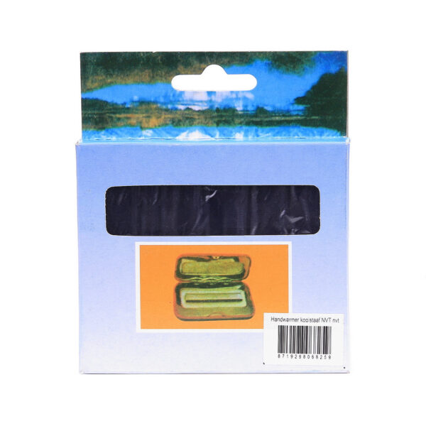 Handwarmer sticks 1 Blijf warm in koude omstandigheden met onze handwarmer koolstaaf sticks. Elke verpakking bevat 12 stuks die perfect zijn voor outdoor avonturen zoals kamperen, wandelen of vissen. Deze handwarmers bieden langdurige warmte, waardoor je handen comfortabel blijven, zelfs in de koudste weersomstandigheden. Compact en makkelijk mee te nemen voor onderweg.  