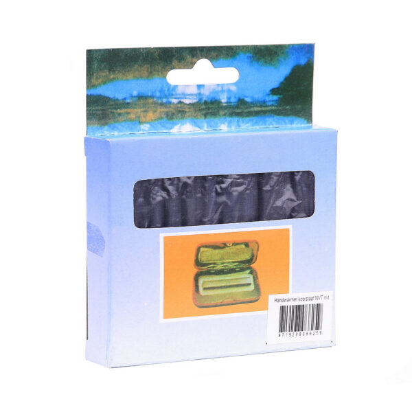 Handwarmer sticks4 Blijf warm in koude omstandigheden met onze handwarmer koolstaaf sticks. Elke verpakking bevat 12 stuks die perfect zijn voor outdoor avonturen zoals kamperen, wandelen of vissen. Deze handwarmers bieden langdurige warmte, waardoor je handen comfortabel blijven, zelfs in de koudste weersomstandigheden. Compact en makkelijk mee te nemen voor onderweg.  