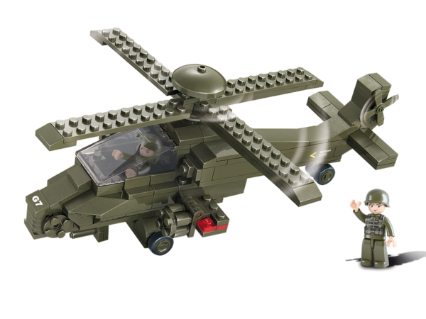 Sluban Attack helicopter M38 B0298 16170 <strong>Sluban Attack Helicopter M38-B0298 - Bouw je eigen gevechtshelikopter!</strong> Maak deel uit van spannende missies en bouw je eigen <strong>attack helicopter</strong> met deze indrukwekkende bouwset van <strong>Sluban</strong>. Speciaal ontworpen voor liefhebbers van militaire thema's, biedt deze bouwset urenlang bouwplezier én een stoer eindresultaat. Met zijn gedetailleerde ontwerp en stevige onderdelen laat deze helikopter niets te wensen over. Het unieke aan Sluban is dat het compatibel is met andere grote bouwsteenmerken, zoals LEGO®. Hierdoor kun je probleemloos jouw bestaande bouwsets uitbreiden met de realistische en stoere ontwerpen van Sluban. Het lichte gewicht van slechts 323 gram maakt het een eenvoudig mee te nemen bouwset, ideaal voor jonge bouwers en verzamelaars.
