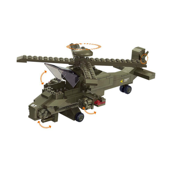 Sluban Attack helicopter M38 B0298 161705 <strong>Sluban Attack Helicopter M38-B0298 - Bouw je eigen gevechtshelikopter!</strong> Maak deel uit van spannende missies en bouw je eigen <strong>attack helicopter</strong> met deze indrukwekkende bouwset van <strong>Sluban</strong>. Speciaal ontworpen voor liefhebbers van militaire thema's, biedt deze bouwset urenlang bouwplezier én een stoer eindresultaat. Met zijn gedetailleerde ontwerp en stevige onderdelen laat deze helikopter niets te wensen over. Het unieke aan Sluban is dat het compatibel is met andere grote bouwsteenmerken, zoals LEGO®. Hierdoor kun je probleemloos jouw bestaande bouwsets uitbreiden met de realistische en stoere ontwerpen van Sluban. Het lichte gewicht van slechts 323 gram maakt het een eenvoudig mee te nemen bouwset, ideaal voor jonge bouwers en verzamelaars.