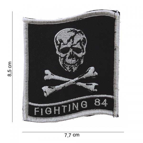 EMBLEEM STOF FIGHTING 84 SKULL MET KLITTEBAND 11401 1066 Embleem met tekst/afbeelding van stof.