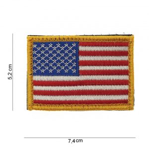 Embleem stof vlag USA gele rand met klittenband #1043