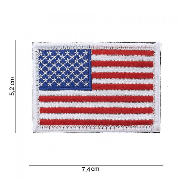 EMBLEEM STOF VLAG USA WITTE RAND MET KLITTEBAND 1010 Embleem met tekst/afbeelding van stof.