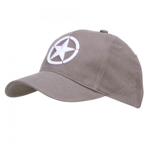 BASEBALL CAP ALLIED STAR WWII 3D1 Baseball cap van 100% katoen. De cap is verstelbaar en heeft een 3D print op de voorzijde van de cap. <div class="colordesc">Grijs</div>