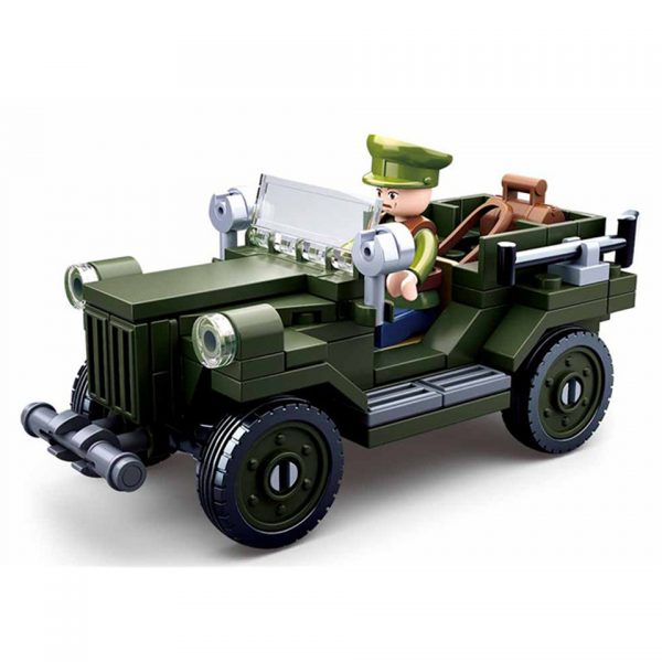 SLUBAN WWII ALLIED LIGHT TRUCK M38 B0682 16091 Sluban bouwstenen: het nieuwe speelgoedmerk met degelijke, duurzame plastic bouwstenen, kunststof blokjes en figuren met voordelige prijzen en ze passen gewoon op andere merken bouwstenen!