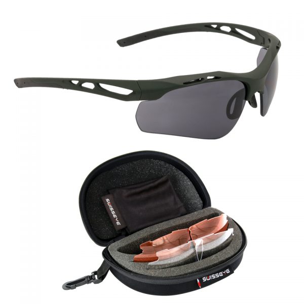 SWISSEYE BRIL ATTAC 40393 * polycarbonate lenses with antifog/antiscratch-coating * 100% UVA, UVB and UVC protection * spare lenses in orange & clear * microfiber bag and case * EN 12312-1 & STANAG 4296 <div class="colordesc">groen</div>