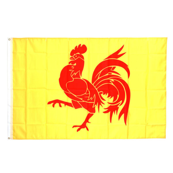 Vlag Wallonie Vlag van 100% polyester Afmeting; 1 X 1,5 m. <b>Wallonië</b> (<a title="Frans" href="https://nl.wikipedia.org/wiki/Frans">Frans</a>: <i>Wallonie</i>; <a title="Duits" href="https://nl.wikipedia.org/wiki/Duits">Duits</a>: <i>Wallonie(n)</i>; <a title="Waals" href="https://nl.wikipedia.org/wiki/Waals">Waals</a>: <i>Walon(r)eye</i>) is het zuidelijke, in hoofdzaak <a title="Frans" href="https://nl.wikipedia.org/wiki/Frans">Franstalige</a> deel van <a class="" title="België" href="https://nl.wikipedia.org/wiki/Belgi%C3%AB">België</a>, terwijl in <a class="" title="Vlaanderen" href="https://nl.wikipedia.org/wiki/Vlaanderen">Vlaanderen</a>, de noordelijke deelstaat van België, <a title="Nederlands" href="https://nl.wikipedia.org/wiki/Nederlands">Nederlands</a> wordt gesproken. Wallonië is echter geen deelstaat van België, dat is ingedeeld in een gewest en gemeenschap met elk een eigen regering en parlement. Bestuurlijk komt Wallonië overeen met het grondgebied van het <b>Waals Gewest</b>, met inbegrip van de gemeenten van de <a title="Duitstalige Gemeenschap" href="https://nl.wikipedia.org/wiki/Duitstalige_Gemeenschap">Duitstalige Gemeenschap</a>. Het gewest grenst, met de klok mee schouwend, aan <a class="" title="Vlaanderen" href="https://nl.wikipedia.org/wiki/Vlaanderen">Vlaanderen</a> , <a class="" title="Nederland" href="https://nl.wikipedia.org/wiki/Nederland">Nederland</a>, <a class="" title="Duitsland" href="https://nl.wikipedia.org/wiki/Duitsland">Duitsland</a>, <a title="Luxemburg (land)" href="https://nl.wikipedia.org/wiki/Luxemburg_(land)">Luxemburg</a> en <a class="" title="Frankrijk" href="https://nl.wikipedia.org/wiki/Frankrijk">Frankrijk</a>. De hoofdstad van Wallonië is <a class="mw-redirect" title="Stad Namen" href="https://nl.wikipedia.org/wiki/Stad_Namen">Namen</a>, dat 110.000 inwoners telt. Met ongeveer drie en een half miljoen <a title="Walen" href="https://nl.wikipedia.org/wiki/Walen">Walen</a> op 16.844 km² — een derde van de bevolking op meer dan de helft van het grondgebied — is Wallonië aanzienlijk minder <a title="Bevolkingsdichtheid" href="https://nl.wikipedia.org/wiki/Bevolkingsdichtheid">dichtbevolkt</a> dan de noordelijke deelstaat Vlaanderen.