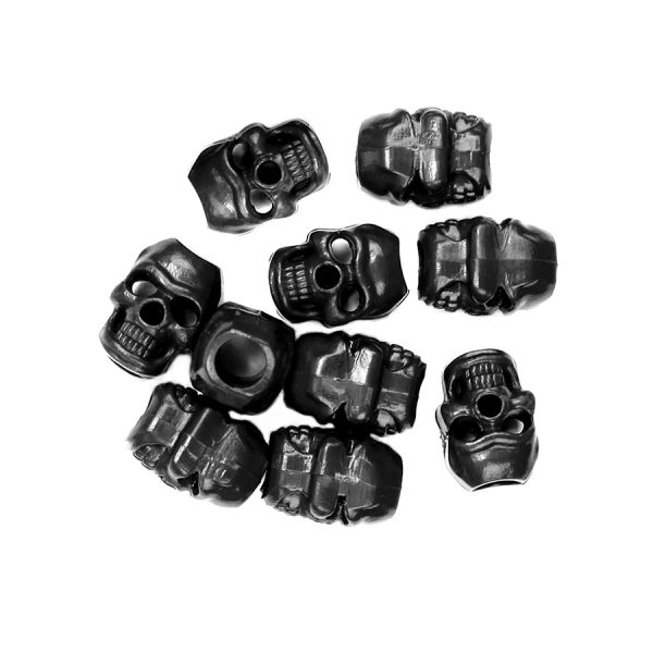 111259451 Tactical cord stopper skull set 10 st.2 Tactical cord stoppers gemaakt van 100% kunststof. Afmetingen: 18 x 12mm Geschikt voor koord tot 6 mm dik. <div class="colordesc">Zwart</div>