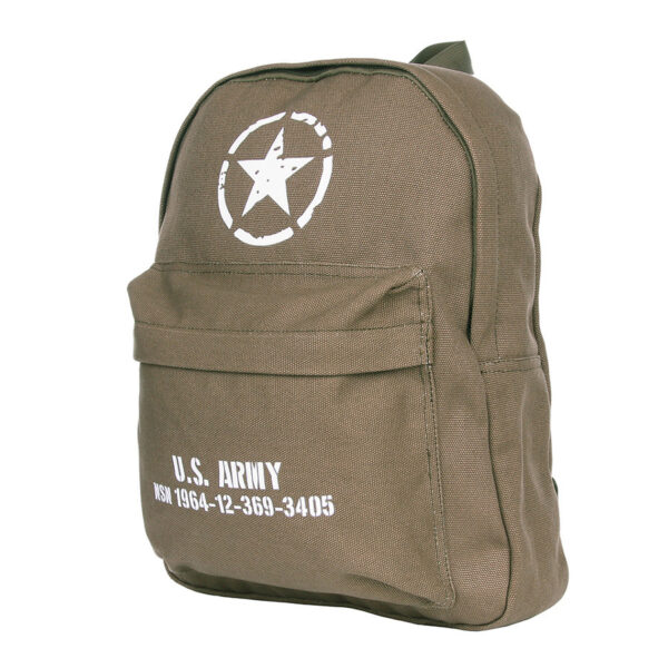 351552 11 01 <p>De Kinder rugzak U.S. Army van Fostex is een stoer en stijlvol canvas rugzakje, ideaal voor school, sport of een dagje uit. Met de iconische Amerikaanse Allied Star opdruk en afmetingen van 36 x 30 x 17 cm, biedt deze rugzak voldoende ruimte voor al je spulletjes. Gemaakt van 100% katoen (canvas) is deze vintage leger rugzak zowel praktisch als trendy voor de jonge avonturiers.</p>
