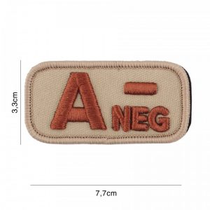 Embleem stof bloedgroep A-negatief coyote #8111