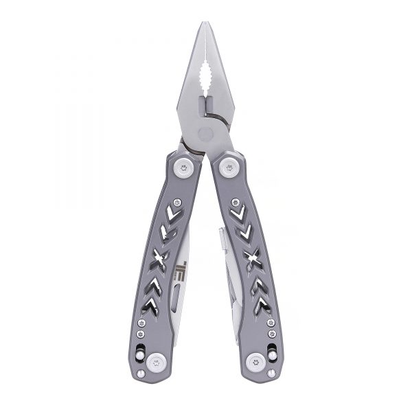 111453226 TF 2215 9 in 1 multi tool1 <strong>Task Force 2215® MultiTool</strong> <hr /> Met een multitool heb je de belangrijkste soorten gereedschap in een handzame tool. Multitools zijn ontwikkeld voor situaties dat er geen schroevendraaier, mes, zaag of tang voorhanden is. Ideaal voor situaties tijdens vakanties, hiking, vissen, schietbaan, of andere outdoor activiteiten. <strong>Deze 9 in 1 Multi Tool bevat de volgende tools:</strong> <ul> <li>Puntbek tang met draadknipper</li> <li>Mini-meetlat in centimeters en Inches met geintegreerde platte schroevendraaier en vijl</li> <li>Gekarteld mes</li> <li>Flessenopener met geintegreerde kleine platte schroevendraaier</li> <li>Schaartje</li> <li>Zaagblad</li> <li>Mes</li> <li>Philips head (kruiskop) schroevendraaier</li> <li>Band snijder/Draadstripper</li> </ul> <strong>Afmetingen:</strong> Geopend: 15cm Ingeklapt: 10.5cm <strong>Materiaal soort:</strong> Bekken en hanvat: <em>420ss Stainless Steel</em> Gereedschap materiaal :<em> 420J2 Stainless Steel</em> <img class="" src="https://www.mupload.nl/img/lwkaai.png" width="200" height="106" />