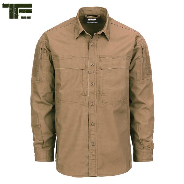 111135503 TF 2215 Delta One jacket <big><strong>Task Force 2215® Delta One Jacket/Shirt</strong> Het TF-2215 Delta One shirt is speciaal ontwikkeld voor de avonturier. Dankzij zijn handige eigenschappen is dit shirt ideaal tijdens verschillende activiteiten, zoals reizen, outdoor, hiken en op de schietbaan.</big> <strong>Materiaal: </strong>65% polyester en 35% cotton ripstop <strong>Kenmerken:</strong> <ul> <li><big>Ripstop katoen</big></li> <li><big>Borstvakjes met klittenband en ritssluiting</big></li> <li><big>Meerdere klittenband panelen</big></li> <li><big>Zonnebril lus</big></li> <li><big>Zakjes met ritssluiting op de armen en klittenband panelen</big></li> <li><big>Halve knopensluiting en halve drukknopensluiting</big></li> </ul> <img class="" src="https://www.mupload.nl/img/lwkaai.png" alt="" width="100" height="53" />  <img class="" src="https://logos-download.com/wp-content/uploads/2016/11/YKK_logo_logotype.png" alt="" width="100" height="29" /> Coyote