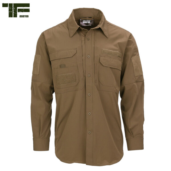 135500 112 01 <big><strong>Task Force 2215® Bravo One Overhemd</strong> Multifunctioneel shirt van TF-2215 speciaal ontwikkeld voor de actieve outdoorfanaat. Een flexibel en lichtgewicht overhemd welke is gemaakt van ademend quick dry materiaal.</big> Dit shirt brengt je veel gemak en comfort dankzij zijn handige eigenschappen. Zo is het overhemd voorzien van handige vakjes & zakken om spullen mee te nemen. Ideaal voor outdooracitiviteiten zoals hiken, reizen, jagen en bijvoorbeeld bushcraft. <strong>Materiaal: </strong>Gemaakt van 4 way stretch materiaal. 88% nylon en 12% elastisch materiaal <strong>Kenmerken:</strong> <ul> <li><big>Knopen sluiting</big></li> <li><big>Drievoudig gestikte naden voor verbeterde duurzaamheid</big></li> <li><big>Ventilerende mesh armvakken</big></li> <li><big>Twee zakken op de borst</big></li> <li><big>Twee verborgen opbergvakjes onder de borstzakken voor bijvoorbeeld uw paspoort</big></li> <li><big>Meerdere klittenband panelen op de borst</big></li> <li><big>Klittenband panelen (10 x 8 cm) op de bovenarmen</big></li> <li><big>Versterkte ellebogen</big></li> <li><big>Mesh voering aan de binnenkant voor extra ventilatie</big></li> </ul> &nbsp;