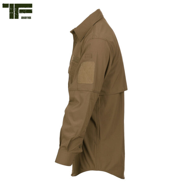 135500 112 02 <big><strong>Task Force 2215® Bravo One Overhemd</strong> Multifunctioneel shirt van TF-2215 speciaal ontwikkeld voor de actieve outdoorfanaat. Een flexibel en lichtgewicht overhemd welke is gemaakt van ademend quick dry materiaal.</big> Dit shirt brengt je veel gemak en comfort dankzij zijn handige eigenschappen. Zo is het overhemd voorzien van handige vakjes & zakken om spullen mee te nemen. Ideaal voor outdooracitiviteiten zoals hiken, reizen, jagen en bijvoorbeeld bushcraft. <strong>Materiaal: </strong>Gemaakt van 4 way stretch materiaal. 88% nylon en 12% elastisch materiaal <strong>Kenmerken:</strong> <ul> <li><big>Knopen sluiting</big></li> <li><big>Drievoudig gestikte naden voor verbeterde duurzaamheid</big></li> <li><big>Ventilerende mesh armvakken</big></li> <li><big>Twee zakken op de borst</big></li> <li><big>Twee verborgen opbergvakjes onder de borstzakken voor bijvoorbeeld uw paspoort</big></li> <li><big>Meerdere klittenband panelen op de borst</big></li> <li><big>Klittenband panelen (10 x 8 cm) op de bovenarmen</big></li> <li><big>Versterkte ellebogen</big></li> <li><big>Mesh voering aan de binnenkant voor extra ventilatie</big></li> </ul> &nbsp;