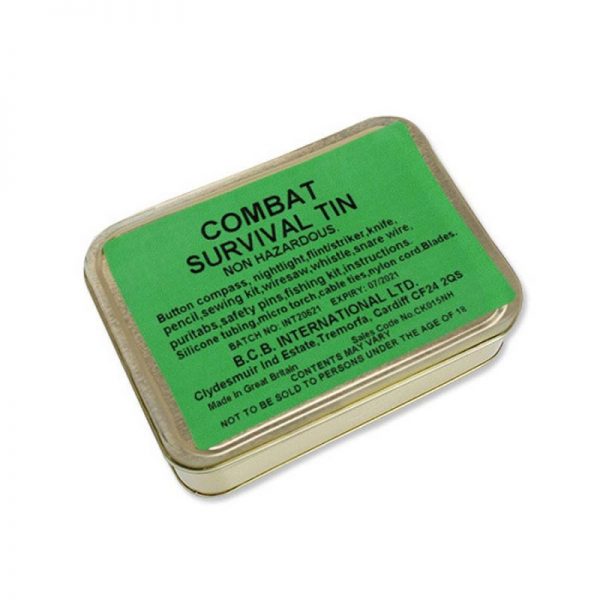 469483 BCB combat survival kit <ul> <li><strong>Afmeting:</strong> 11 x 8 x 2,8 cm</li> <li><strong>Gewicht:</strong> 220 g</li> <li><strong>NATO-nummer:</strong> NSN-8456-99-126-6980</li> </ul> <h3>Waarom kiezen voor de BCB Gevechts-Survival Kit CK015NH?</h3> <ul> <li><strong>NATO-gecertificeerd:</strong> Voldoet aan strenge militaire eisen.</li> <li><strong>Compleet:</strong> Alles wat je nodig hebt voor overleving in een compact blik.</li> <li><strong>Duurzaam:</strong> Gemaakt van hoogwaardige materialen, ontworpen om te presteren in extreme situaties.</li> <li><strong>Lichtgewicht:</strong> Ideaal voor militaire operaties, survivals of outdoor-avonturen.</li> </ul> Of je nu op een missie bent, deelneemt aan een training, of een survivalavontuur tegemoet gaat, de <strong>BCB Gevechts-Survival Kit CK015NH</strong> biedt je de zekerheid en tools die je nodig hebt om te overleven!