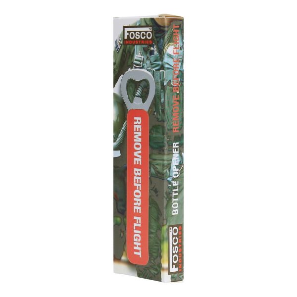 416126 Flesopener 3D PVC Remove Before Flight2 <big>Traditionele RVS flesopener met een mooi design PVC grip.</big> <big><strong>Afmeting:</strong> 14 cm</big>  
