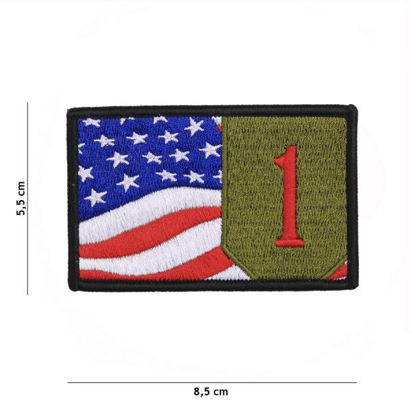 442307 8035 Embleem stof 1st Infantry vlag 19086 Embleem met tekst/afbeelding van stof.