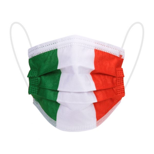 219402 Mondkapjes Italie 10 stuks 3-laags wegwerp mondkapjes verpakt per 10 stuks met een print. Deze niet medische mondkapjes bieden bescherming tegen stofdeeltjes en bieden maximale hygiene. De elastische bandjes en apart aan te drukken neusbeugel zorgen ervoor dat het mondkapje zo min mogelijk stoort tijdens het dragen. Uitstekend geschikt voor openbare ruimtes en OV.