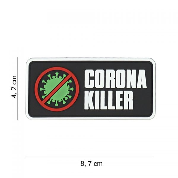 444130 7413 Embleem 3D PVC Corona killer 8090 Embleem PVC met klittenband aan de achterzijde.
