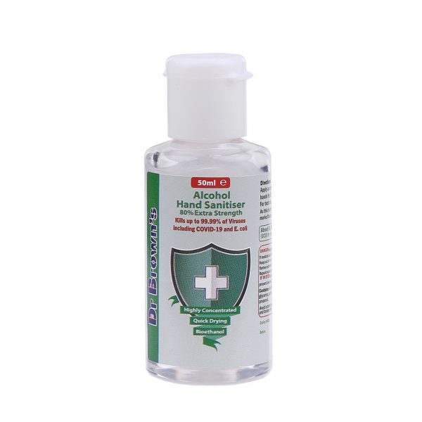 469440 BCB Dr. Brownes hand sanitiser 50ml CL901 <big>In tegenstelling tot de meeste handdesinfecterende middelen is Dr. Browne's getest op virussen en op grote schaal gebruikt door de NHS om eersteklas bescherming te bieden. De fles van 50 ml heeft het perfecte zakformaat, wat betekent dat je snel en gemakkelijk toegang hebt tot handdesinfecterend middel. Blijvende bescherming voor u wanneer u deze het meest nodig heeft.</big> <big>Met zijn dikke formule kun je minder per keer gebruiken en heb je toch een blijvende bescherming.</big> <big><strong>Belangrijkste kenmerken:</strong></big> <ul> <li><big>80% alcoholconcentratie</big></li> <li><big>Doodt 99,99% van het virus</big></li> <li><big>Geparfumeerd met citroengras of lavendel</big></li> <li><big>Zoals gebruikt door de NHS</big></li> <li><big>Milieuvriendelijk</big></li> <li><big>Snel drogend</big></li> <li><big>Kan worden gebruikt als oppervlaktereiniger</big></li> </ul>