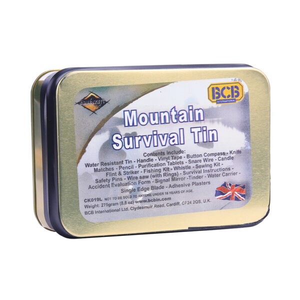 469457 BCB Mountain survival tin CK019L <strong>Waarom kiezen voor de BCB Mountain Survival Tin?</strong> <ul> <li><strong>Complete overlevingsset</strong>: Bevat alle essentiële tools die je nodig hebt om te overleven in bergachtige of afgelegen gebieden.</li> <li><strong>Compact en robuust</strong>: De kit is verpakt in een stevig blik, wat het gemakkelijk maakt om mee te nemen zonder veel ruimte in je rugzak in te nemen.</li> <li><strong>Gebruiksgemak</strong>: Dankzij de jarenlange ervaring van BCB in bushcraft en outdoor overleving, zijn de tools eenvoudig te gebruiken, zelfs onder stressvolle omstandigheden.</li> <li><strong>Gemaakt voor de veeleisende buitensporter</strong>: Speciaal samengesteld voor bergbeklimmers, hikers en survivalexperts die het uiterste van hun uitrusting eisen.</li> </ul> <strong>Afmetingen:</strong> 11 x 8 x 2,8 cm <strong>Gewicht:</strong> 220 g <strong>Merk:</strong> BCB <hr /> De <strong>BCB Mountain Survival Tin CK019L</strong> is de ideale metgezel voor avonturiers die bergen of afgelegen gebieden betreden. Deze compacte survival kit biedt je alles wat je nodig hebt om te overleven in de wildernis, van het maken van vuur tot navigeren en het verkrijgen van water. Met deze kit ben je goed voorbereid op onverwachte situaties en heb je de tools bij de hand om elke uitdaging aan te gaan.