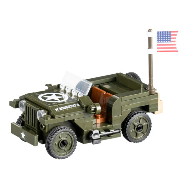 Sluban WWII Jeep US Army M38 70210 16141 De Sluban WWII Jeep US Army M38-70210 is een exclusieve en gedetailleerde bouwset, speciaal ontwikkeld voor Van Os Imports. Deze bouwset biedt een nostalgische ervaring van het iconische legerjeep uit de Tweede Wereldoorlog, met 123 blokjes die de perfect schaalmodel nabootsen. Sluban staat bekend om haar hoogwaardige militaire bouwsets en biedt een unieke collectie die compatibel is met andere grote bouwstenenmerken. Dit maakt de set perfect voor zowel Sluban verzamelaars als bouwsteenenthousiastelingen die willen combineren.