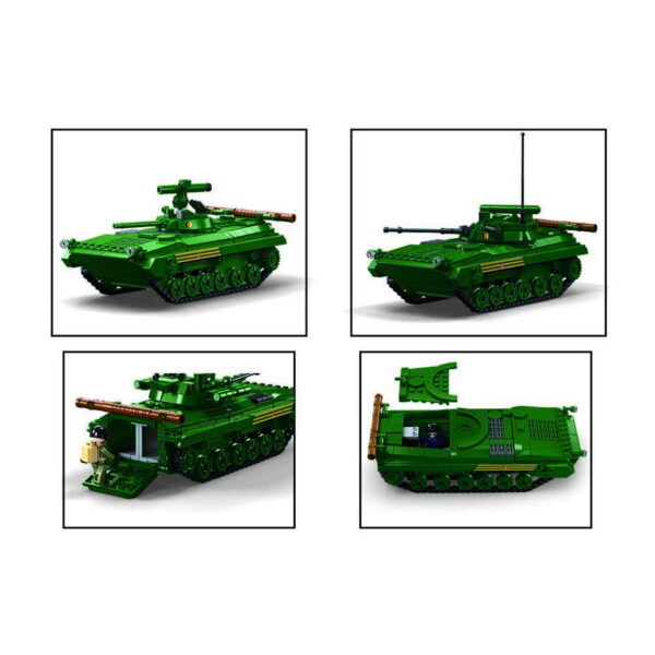 413348 Sluban Infantery fighting vehicle M38 B1136 161802 De Sluban Infantry Fighting Vehicle M38-B1136 #16180 is een geweldige bouwset voor liefhebbers van legergerelateerde constructies en creatief bouwen. Sluban is een merk dat bekend staat om zijn hoogwaardige bouwsets met militaire thema's, en deze set is geen uitzondering. Met in totaal 738 bouwstenen en 3 minifiguren biedt deze set urenlang bouwplezier en creatieve uitdagingen. Het resultaat is een indrukwekkende Infantry Fighting Vehicle, klaar voor fictieve militaire missies en avonturen. Een van de voordelen van Sluban is dat hun bouwstenen compatibel zijn met andere grote bouwsteenmerken, dus je kunt je fantasie de vrije loop laten en je eigen creaties maken zonder beperkingen. De doosafmetingen zijn 52 x 33 x 6,7 cm, en de moeilijkheidsgraad wordt beoordeeld als gemiddeld, geschikt voor bouwers vanaf 12 jaar en ouder. Of je nu een enthousiaste bouwer bent of een verzamelaar van militaire thema's, de Sluban Infantry Fighting Vehicle biedt een geweldige bouwervaring en een prachtig stuk om tentoon te stellen. Betreed de wereld van creatieve bouw met Sluban en bouw je eigen legeravonturen. <strong>Inhoud set:</strong> Aantal minifiguren: 3 Aantal blokjes: 738 Doosafmeting (BxHxD): 52 x 33 x 6,7 cm Moeilijkheidsgraad: gemiddeld (vanaf 12 jaar)