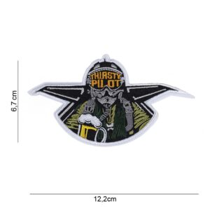 Embleem stof Thirsty pilot met klittenband #13011