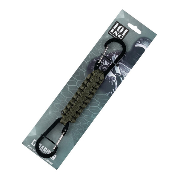 259146 11 03 De Paracord dubbele karabijnhaak JF026 is een handig en veelzijdig outdoor accessoire, ideaal voor diverse avontuurlijke activiteiten. Voorzien van duurzaam paracord touw en twee stevige karabijnhaken voor een veilige bevestiging.