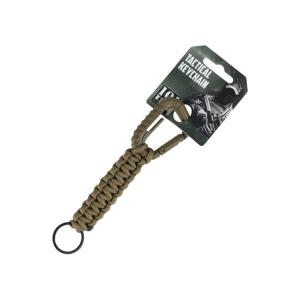 259162 112 03 De Tactical paracord sleutelhanger is meer dan alleen een accessoire - het is een praktisch gereedschap voor elke avonturier. Met zijn metalen sleutelring, Molle-compatible karabijnhaak en totale lengte van 18 cm, is deze sleutelhanger klaar om te helpen in elke situatie.