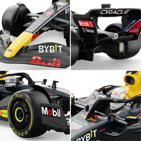 Red Bull Racing Formula 1 Bestuurbare auto 5 Ontvang de ultieme race-ervaring met de Oracle Red Bull Racing RB18 RC Car 1/18 Schaal, een nauwkeurig nagemaakte replica van de iconische F1-wagen. Deze auto is volledig gelicenseerd door de F1-teams en beschikt over een gestroomlijnde carrosserie, gedetailleerde interieuronderdelen en een 2.4Ghz controle systeem voor maximale wendbaarheid. Met een bereik van 15 meter en de mogelijkheid om samen met andere auto's te racen, is dit de ideale keuze voor RC-enthousiastelingen.