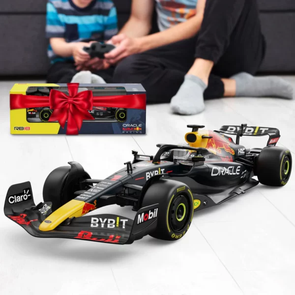 Red Bull Racing Formula 1 Bestuurbare auto 6 Ontvang de ultieme race-ervaring met de Oracle Red Bull Racing RB18 RC Car 1/18 Schaal, een nauwkeurig nagemaakte replica van de iconische F1-wagen. Deze auto is volledig gelicenseerd door de F1-teams en beschikt over een gestroomlijnde carrosserie, gedetailleerde interieuronderdelen en een 2.4Ghz controle systeem voor maximale wendbaarheid. Met een bereik van 15 meter en de mogelijkheid om samen met andere auto's te racen, is dit de ideale keuze voor RC-enthousiastelingen.