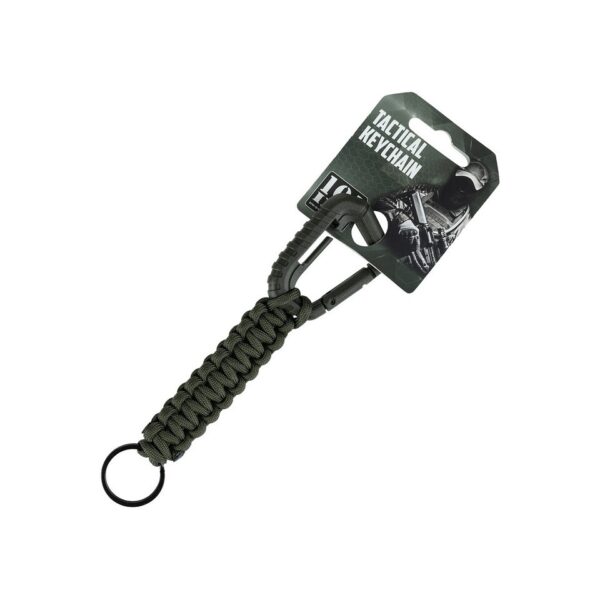 Tactical paracord sleutelhanger2 De Tactical paracord sleutelhanger is meer dan alleen een accessoire - het is een praktisch gereedschap voor elke avonturier. Met zijn metalen sleutelring, Molle-compatible karabijnhaak en totale lengte van 18 cm, is deze sleutelhanger klaar om te helpen in elke situatie.