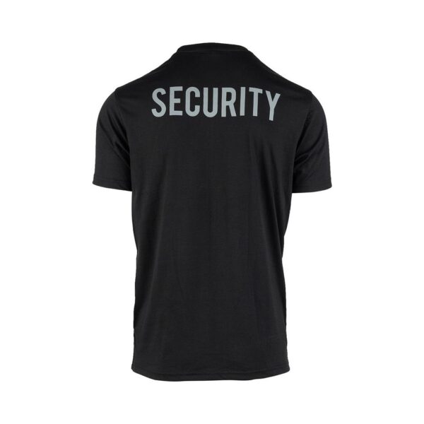 T shirt beveiliging V logo2 Het Beveiliging T-shirt met V-logo combineert stijl en functionaliteit voor beveiligingspersoneel. Gemaakt van hoogwaardig 100% katoen en elastaan, biedt dit T-shirt comfort en duurzaamheid. Met een creatief V-logo op de voorkant waarin het woord 'beveiliging' op een unieke manier is verwerkt, en het woord 'security' op de achterkant gedrukt, is dit T-shirt ideaal voor een professionele uitstraling.