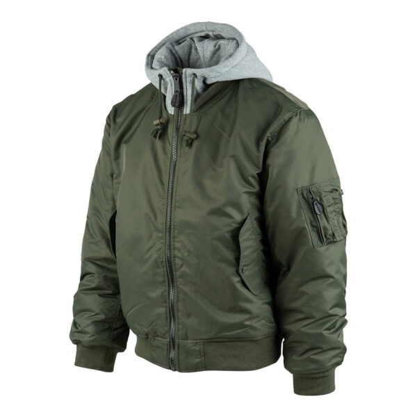 121411 11 02 Maak kennis met ons stijlvolle en authentieke MA-1 hooded bomber jack. Dit veelzijdige jack is ontworpen om zowel comfort als duurzaamheid te bieden, dankzij het gebruik van hoogwaardige materialen. De buitenstof is gemaakt van 100% nylon, de voeringstof van 100% polyester, en de stof van de hoodie is 100% katoen. Dit jack is perfect voor elk seizoen en elke gelegenheid, en combineert moeiteloos mode en functionaliteit.