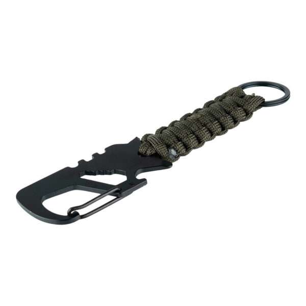 259161 11 01 De multifunctionele karabijnhaak sleutelhanger JYFPB21 is de perfecte metgezel voor zowel dagelijks gebruik als avontuurlijke uitjes. Dit veelzijdige gereedschap combineert meerdere functies in één compact ontwerp, waardoor het een onmisbaar accessoire is voor iedereen die van gemak en functionaliteit houdt. Met een lengte van 15 cm is de karabijnhaak groot genoeg om stevig en betrouwbaar te zijn, maar toch compact genoeg om gemakkelijk aan je sleutelbos, rugzak of riem te bevestigen. Het paracord touw, gemaakt van 100% nylon, biedt extra duurzaamheid en kan in noodsituaties gebruikt worden. Het hoogwaardige metaal van zowel de karabijnhaak als de sleutelhanger zorgt ervoor dat dit product jarenlang meegaat, zelfs bij intensief gebruik. De robuuste constructie en slimme ontwerp maken de JYFPB21 een veelzijdig en praktisch hulpmiddel.