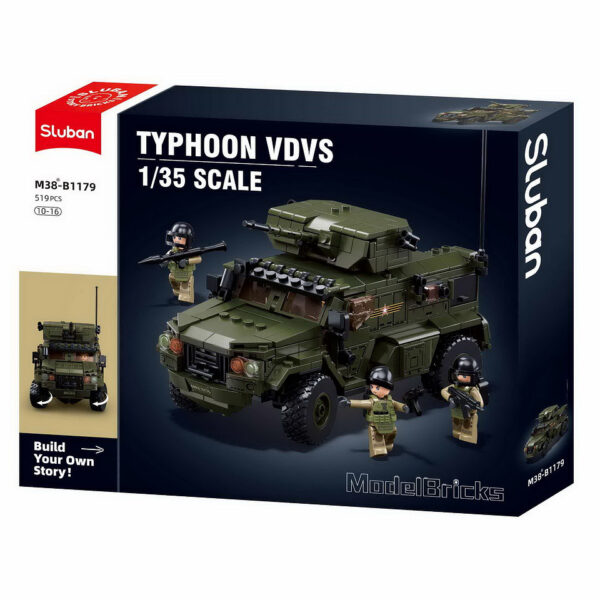 Sluban Typhoon gevechtsvoertuig M 38 B1179 161754 De <strong>Sluban Typhoon Gevechtsvoertuig M-38 B1179</strong> is een uitdagende en gedetailleerde bouwset voor jonge bouwers en legerliefhebbers. Deze set maakt deel uit van het Sluban-legerassortiment, een van de weinige merken die militaire bouwsets aanbiedt. Met 519 blokjes en vier minifiguren biedt deze set eindeloos veel speelplezier en bouwmogelijkheden. Bovendien zijn de Sluban bouwstenen volledig compatibel met andere bekende bouwsteenmerken, waardoor je creaties gemakkelijk kunt uitbreiden.