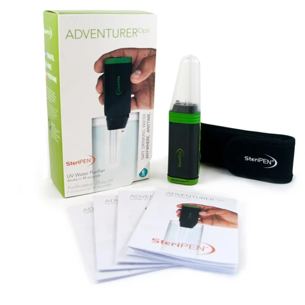 Adventurer Opti Steripen1 <strong>Technische specificaties:</strong> <ul> <li><strong>Kleur:</strong> Zwart / Groen</li> <li><strong>Gewicht:</strong> 108 gram</li> <li><strong>Afmetingen:</strong> 155 x 33 x 22 mm</li> </ul> <strong>Inbegrepen in de verpakking:</strong> <ul> <li><strong>Gebruiksaanwijzing</strong></li> </ul> <strong>Waarom kiezen voor de Adventurer Opti Steripen?</strong> De <strong>Adventurer Opti</strong> biedt een perfecte combinatie van <strong>efficiëntie</strong>, <strong>duurzaamheid</strong> en <strong>gebruiksgemak</strong>, waardoor hij ideaal is voor backpackers, kampeerders en outdoorliefhebbers. Met zijn snelle zuiveringssnelheid, compacte ontwerp en betrouwbare prestaties zorgt deze Steripen ervoor dat je altijd toegang hebt tot schoon drinkwater, ongeacht de omstandigheden. Een must-have voor avonturiers die graag voorbereid op pad gaan! <a href="https://dedump.nl/wp-content/uploads/2025/01/ST60110076_Factsheet-ULL-MP-EFG-Steripen-UltraLight-EN.pdf" target="_blank" rel="noopener" data-bind="click: $root.onAttachmentClicked"><span data-bind="text: $data.Name">Factsheet ADO-MP-EFG Steripen Adventurer Opti EN</span></a>  -  <a href="https://dedump.nl/wp-content/uploads/2025/01/ST60110076_Manual-Steripen-Ultra-Light-EN-DE-FR-ES.pdf" target="_blank" rel="noopener" data-bind="click: $root.onAttachmentClicked"><span data-bind="text: $data.Name">Manual Steripen Adventurer Opti EN DE FR ES</span></a>