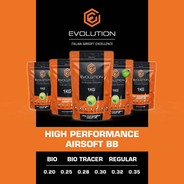 Evolution 035g High Performance BBs Bio 20 x 1kg doos4 De <strong>Evolution High Performance BBs Bio 0,35g</strong> zijn de ultieme keuze voor de serieuze airsoft-speler die streeft naar topkwaliteit en milieuvriendelijke prestaties. Met een biologisch afbreekbare samenstelling en hoogwaardige technische kenmerken, bieden deze BB’s uitzonderlijke prestaties bij hoge precisie en duurzaamheid. Deze BB's zijn ontworpen voor spelers die willen excelleren in langeafstandsschoten of gebruik maken van geavanceerde airsoft-replica's. De 0,35g gewichtsklasse biedt extra stabiliteit en precisie, wat vooral belangrijk is bij gebruik van snipers of op lange afstanden.