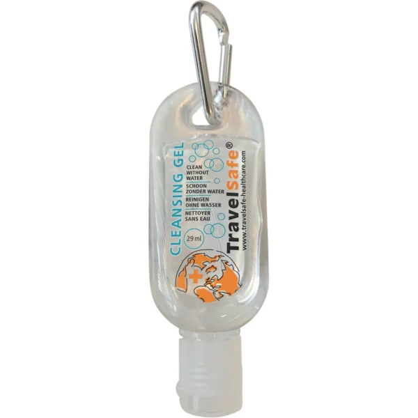 Cleansing gel 29 ml <h3 data-start="0" data-end="42"><strong data-start="4" data-end="40">TravelSafe Cleansing Gel – 29 ml</strong></h3> <p data-start="69" data-end="357">De <strong data-start="72" data-end="100">TravelSafe Cleansing Gel</strong> is een <strong data-start="108" data-end="137">hygiënische en praktische</strong> desinfecterende gel die ideaal is voor onderweg. Dankzij de <strong data-start="198" data-end="225">anti-bacteriële werking</strong> reinigt deze gel je handen <strong data-start="253" data-end="269">zonder water</strong>, waardoor hij perfect is voor reizen, outdooractiviteiten, werk of dagelijks gebruik.</p> <p data-start="359" data-end="492">Met zijn <strong data-start="368" data-end="388">compacte formaat</strong> past de fles eenvoudig in je <strong data-start="418" data-end="443">tas, rugzak of jaszak</strong>, zodat je altijd en overal schone handen hebt.</p>