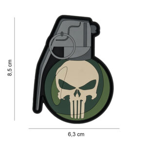 Embleem 3D PVC Handgrenade punish skull #9079