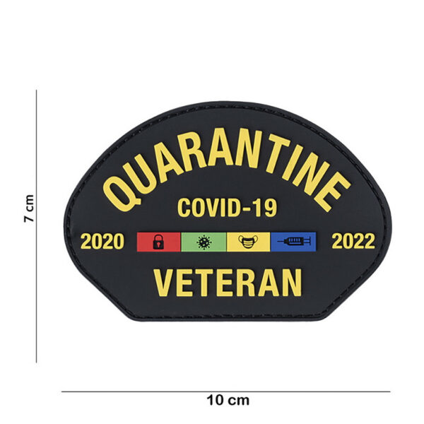 Embleem 3D PVC Quarantine Veteran Covid 19 13106 Dit <strong>3D PVC Embleem</strong> draagt de boodschap <strong>"Quarantine Veteran Covid-19"</strong> en heeft een krachtige symboliek voor degenen die de uitdagingen van de pandemie hebben doorstaan. Het is voorzien van een <strong>klittenband achterzijde</strong>, zodat je het gemakkelijk kunt bevestigen aan kleding, tassen of uitrusting. Dit embleem is een eerbetoon aan iedereen die de last van de Covid-19 quarantaine heeft meegemaakt.