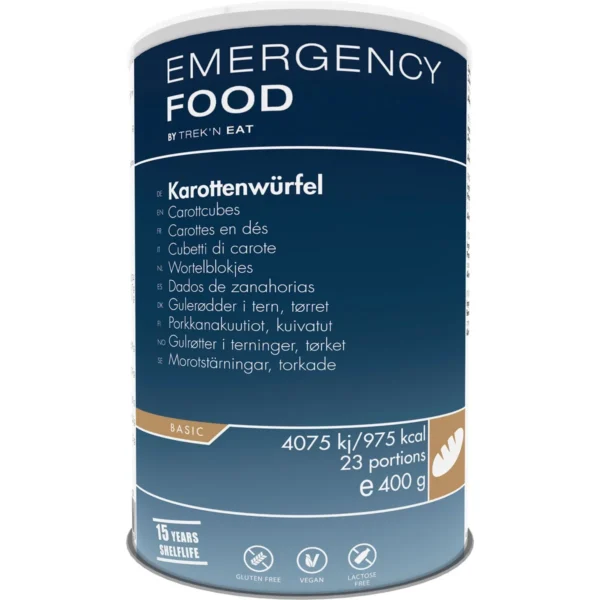 Emergency Food Carott Cubes <h3 data-start="0" data-end="109"><strong data-start="4" data-end="107">Trek’n Eat Emergency Food Carrot Cubes – Lang houdbare en voedzame wortelblokjes voor noodsituaties</strong></h3> <p data-start="111" data-end="406">De <strong data-start="114" data-end="156">Trek’n Eat Emergency Food Carrot Cubes</strong> zijn een uitstekende groente-optie voor <strong data-start="197" data-end="261">noodsituaties, outdoor avonturen en langdurige voedselopslag</strong>. Deze zorgvuldig <strong data-start="279" data-end="307">ingeblikte wortelblokjes</strong> zijn verpakt onder <strong data-start="327" data-end="349">vacuüm en stikstof</strong>, waardoor ze <strong data-start="363" data-end="395">maar liefst 15 jaar houdbaar</strong> blijven.</p> <p data-start="408" data-end="600">Met <strong data-start="412" data-end="435">23 porties per blik</strong> en een snelle bereiding – slechts <strong data-start="470" data-end="491">3-5 minuten koken</strong> – vormen deze wortelblokjes een veelzijdige en voedzame aanvulling op je noodrantsoen of survivalmaaltijd.</p> <p data-start="89" data-end="626"><strong>>> <a href="https://dedump.nl/wp-content/uploads/2025/02/TR711101.01_Factsheet-Carottcubes-V210216.pdf" target="_blank" rel="noopener" data-bind="click: $root.onAttachmentClicked"><span data-bind="text: $data.Name">Factsheet</span></a></strong></p>