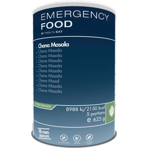 Emergency Food Chana Masala chickpeas <h3 data-start="0" data-end="114"><strong data-start="4" data-end="114">Trek’n Eat Emergency Food Chana Masala (Chickpeas) – Lang houdbare en voedzame maaltijd voor noodsituaties</strong></h3> <p data-start="116" data-end="454">De <strong data-start="119" data-end="161">Trek’n Eat Emergency Food Chana Masala</strong> is een heerlijke en voedzame <strong data-start="191" data-end="216">vegetarische maaltijd</strong> op basis van <strong data-start="230" data-end="246">kikkererwten</strong> (chana), ideaal voor <strong data-start="268" data-end="332">noodsituaties, outdoor avonturen en langdurige voedselopslag</strong>. Deze maaltijd is <strong data-start="351" data-end="389">onder vacuüm en stikstof ingeblikt</strong>, wat zorgt voor een <strong data-start="410" data-end="453">uitzonderlijke houdbaarheid van 15 jaar</strong>.</p> <p data-start="456" data-end="666">Met <strong data-start="460" data-end="482">5 porties per blik</strong> en een eenvoudige bereiding – voeg kokend water toe en laat het even staan – is <strong data-start="563" data-end="579">Chana Masala</strong> een smaakvolle, plantaardige maaltijd voor <strong data-start="623" data-end="665">preppers, survivalisten en avonturiers</strong>.</p> <p data-start="89" data-end="626"><strong>>> <a href="https://dedump.nl/wp-content/uploads/2025/02/TR638101.01_Factsheet-Chana-Masala-V210216.pdf" target="_blank" rel="noopener" data-bind="click: $root.onAttachmentClicked"><span data-bind="text: $data.Name">Factsheet</span></a></strong></p>